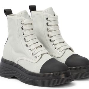 Sold Ganni Women's Canvas Lace-up Boots Super Fast Shipping